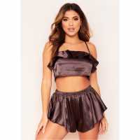 Missy Empire Frill Pyjama Crop Top  Дамски пижами