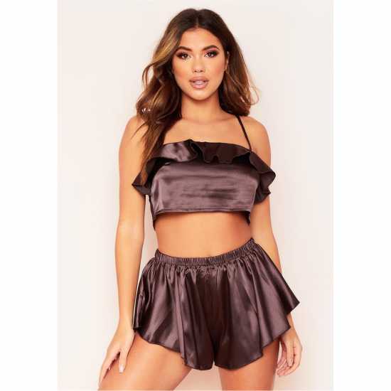 Дамски пижами Missy Empire Frill Pyjama Crop Top Missy Empire Frill Pyjama Crop Top Дамски пижами