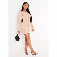 Missy Empire Stitch Mini Dress Камък Дамски поли и рокли