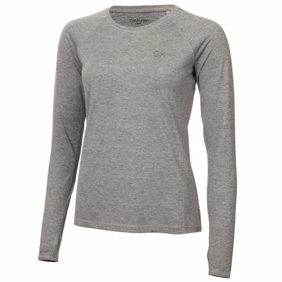 Горнище С Дълъг Ръкав Calvin Klein Golf Long Sleeve Top Womens Сребристо Марл Дамско голф облекло