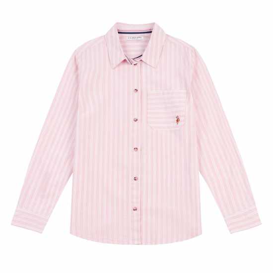 Us Polo Assn Карирана Блуза Striped Shirt Peachskin Дамски ризи и тениски