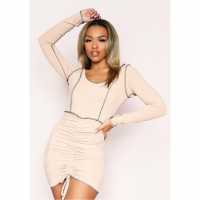 Missy Empire Stitch Ruched Front Mini Dress  Дамски поли и рокли