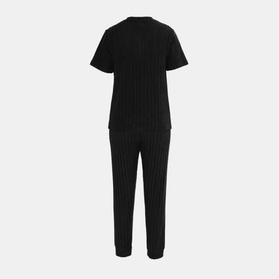 Miso Short Sleeve Pajamas Set Ladies Black 