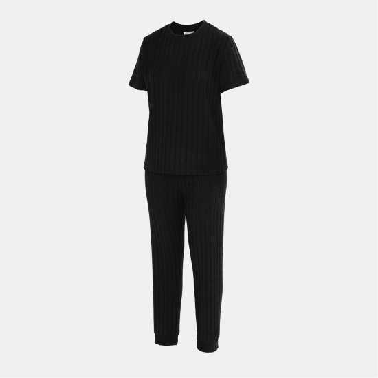 Miso Short Sleeve Pajamas Set Ladies Black 