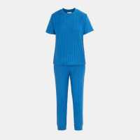 Miso Short Sleeve Pajamas Set Ladies Blue Miso Short Sleeve Pajamas Set Ladies Blue