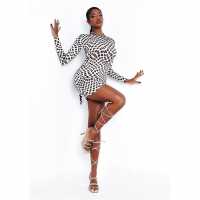 Missy Empire Print Cut Out Back Mini Dress Шоколад Дамски поли и рокли