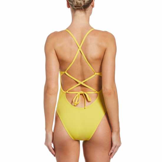 Nike Lace Up Swimsuit Womens Varsity Maize Дамски бански