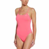 Nike Lace Up Swimsuit Womens Hyper Pink Дамски бански