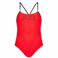 Nike Cutout Swimsuit Womens Bright Crimson Дамски бански