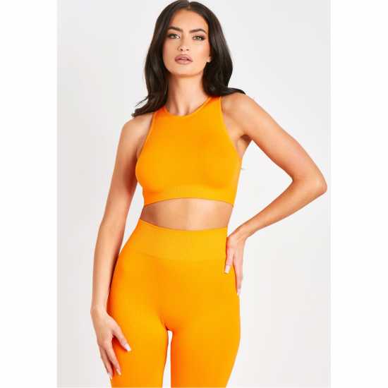 Missy Empire Ribbed Racer Crop Top Оранжево 