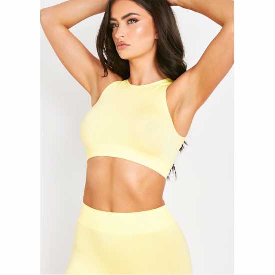 Missy Empire Ribbed Racer Crop Top Лимон 