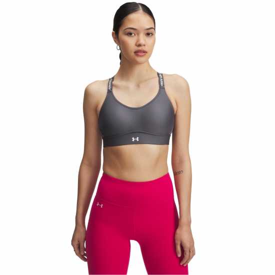 Under Armour Armour Ua Infinity Mid 2.0 Bra Medium Impact Sports Womens Grey Спортни сутиени