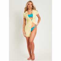 Missy Empire Rib Ruched Cap Sleeve Mini Dress Лимон Дамски поли и рокли