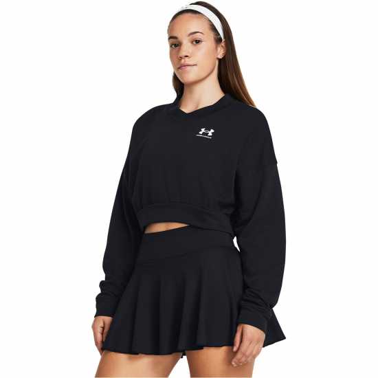 Under Armour Women's Rival Terry Crew Cropped Sweatshirt Black 