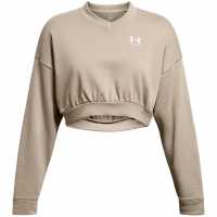 Under Armour Women's Rival Terry Crew Cropped Sweatshirt Brown 