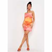 Дамска Рокля Missy Empire Cowl Neck Mini Satin Slip Dress Оранжево Дамски поли и рокли