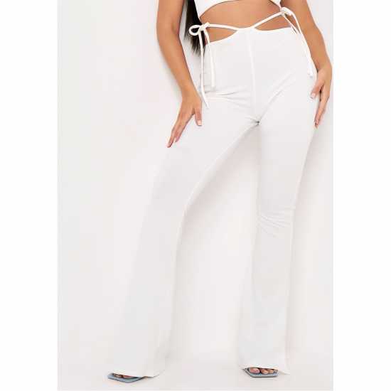 Side Strap Detail Cut Out Flared Trousers Side Strap Detail Cut Out Flared Trousers