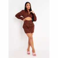 Рокля-Риза Missy Empire Detail Mini Fitted Shirt Dress  Дамски поли и рокли