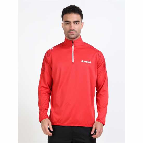 Sondico Quarter Zip Sweatshirt Черно/Червено 