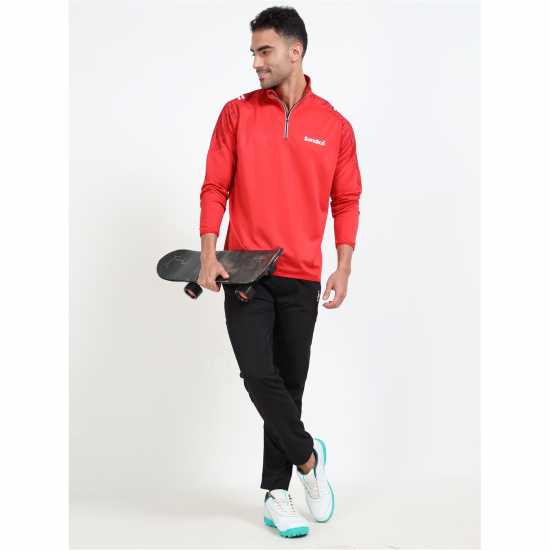 Sondico Quarter Zip Sweatshirt Черно/Червено 