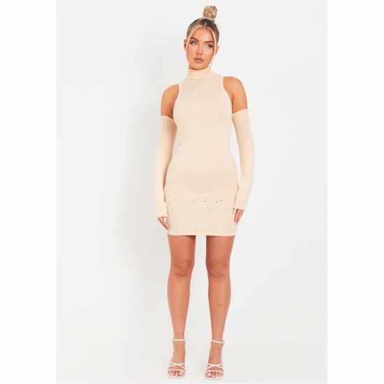 Дамски поли и рокли Missy Empire Knitted Mini Dress With Sleeves Missy Empire Knitted Mini Dress With Sleeves Дамски поли и рокли