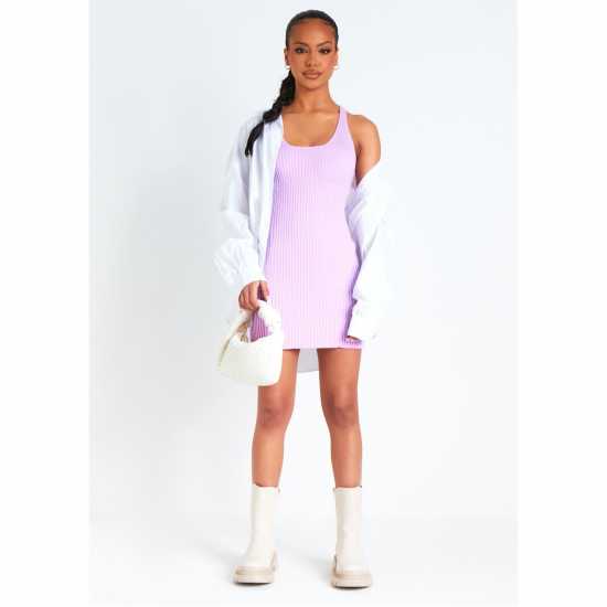 Дамски поли и рокли Missy Empire Back Knitted Mini Dress Сиренево Missy Empire Back Knitted Mini Dress Сиренево Дамски поли и рокли