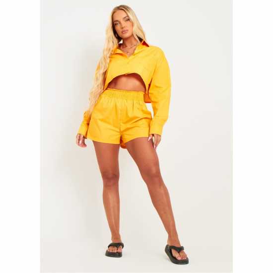 Missy Empire Cotton Oversized High Waisted Runner Shorts Оранжево 
