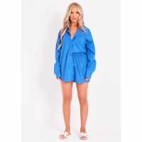 Missy Empire Oversized High Waisted Runner Shorts Кобалт 