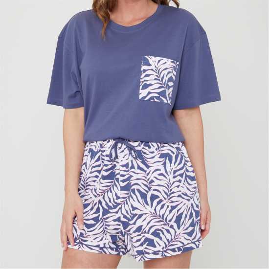 Miso Десенирани Шорти Palm Print Short-Sleeve Pyjama Sets  