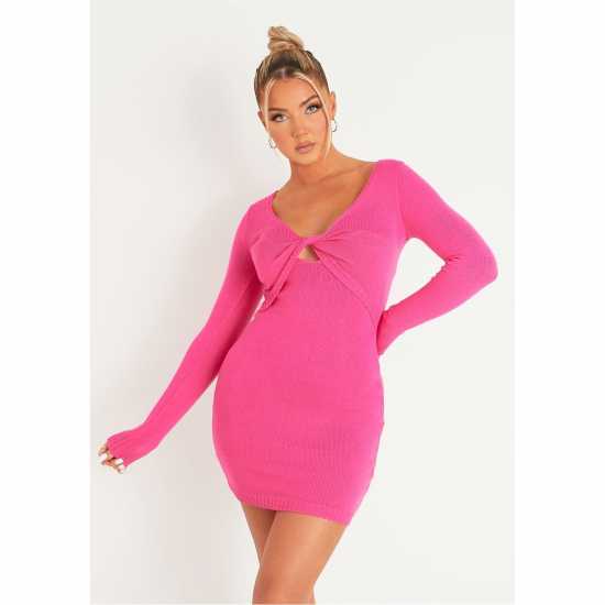 Дамски поли и рокли Missy Empire Sleeve Twist Front Knitted Mini Dress Missy Empire Sleeve Twist Front Knitted Mini Dress Дамски поли и рокли