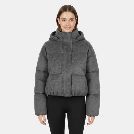 Women's Wind Resistant Detachable Hood Long Sleeve Short Puffer Jacket Women's Wind Resistant Detachable Hood Long Sleeve Short Puffer Jacket