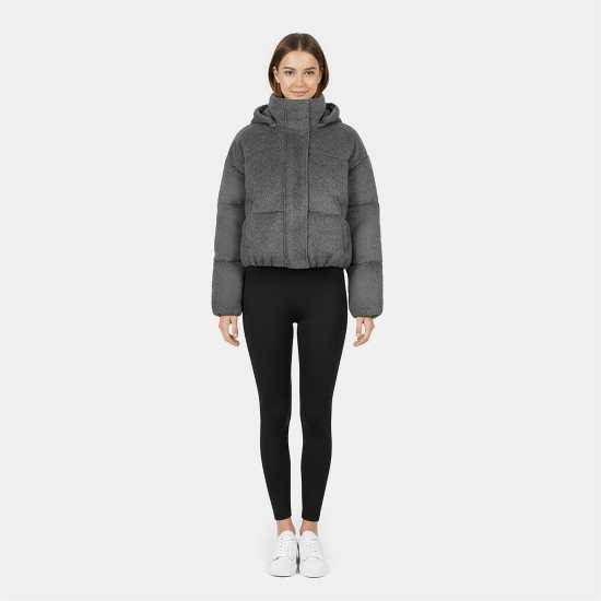 Women's Wind Resistant Detachable Hood Long Sleeve Short Puffer Jacket Women's Wind Resistant Detachable Hood Long Sleeve Short Puffer Jacket