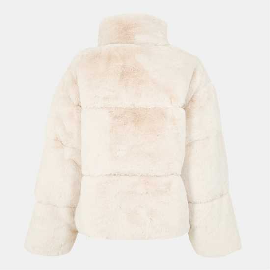 Jack Wills Women's Jw Fur Long Sleeve Short Puffer Jacket Крем 