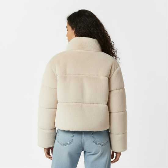 Jack Wills Women's Jw Fur Long Sleeve Short Puffer Jacket Крем 