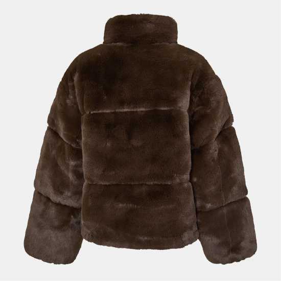 Jack Wills Women's Jw Fur Long Sleeve Short Puffer Jacket Шоколад Jack Wills Women's Jw Fur Long Sleeve Short Puffer Jacket Шоколад