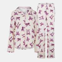 Urban Threads Women's Long-Sleeve Pyjama Set Лилави лъки 