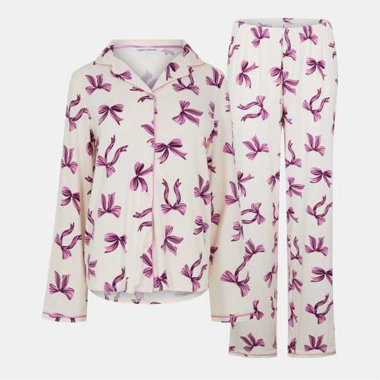 Urban Threads Women's Long-Sleeve Pyjama Set Лилави лъки 
