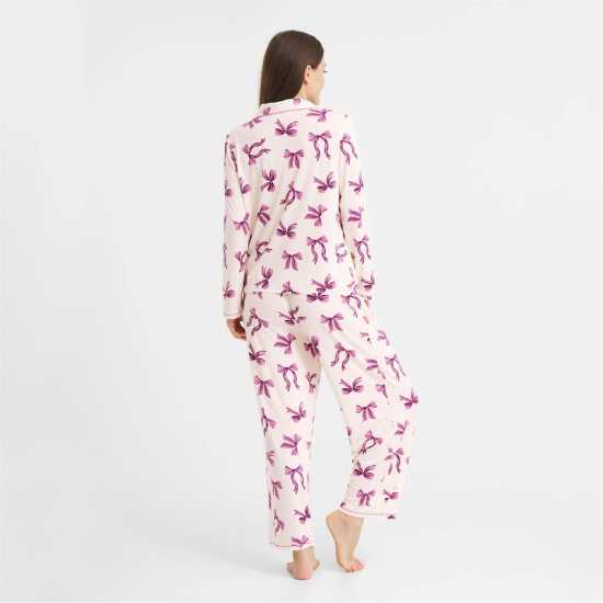 Urban Threads Women's Long-Sleeve Pyjama Set Лилави лъки 