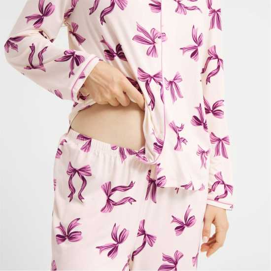 Urban Threads Women's Long-Sleeve Pyjama Set Лилави лъки 