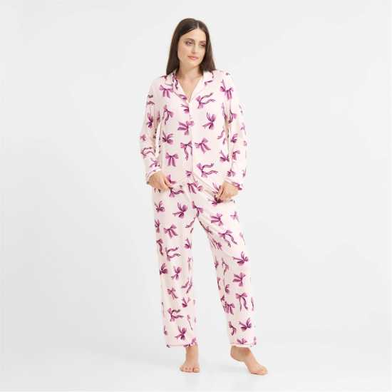 Urban Threads Women's Long-Sleeve Pyjama Set Лилави лъки 