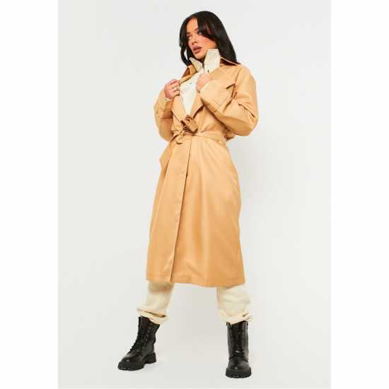 Тренчкот Women's Classic Longline Tie Waist Belt Trench Coat Тренчкот Women's Classic Longline Tie Waist Belt Trench Coat