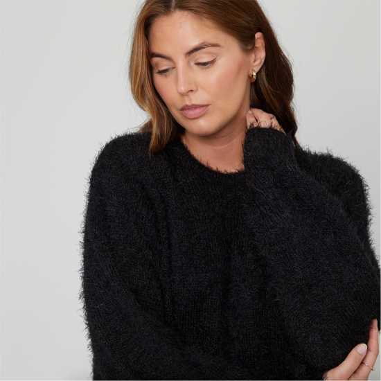 Блуза С Обло Деколте Be You Beyou Fluffy Crew Neck Jumper черно Блуза С Обло Деколте Be You Beyou Fluffy Crew Neck Jumper черно