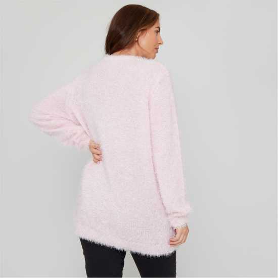 Be You Women's BeYou Fluffy Crew Neck Jumper Pink 