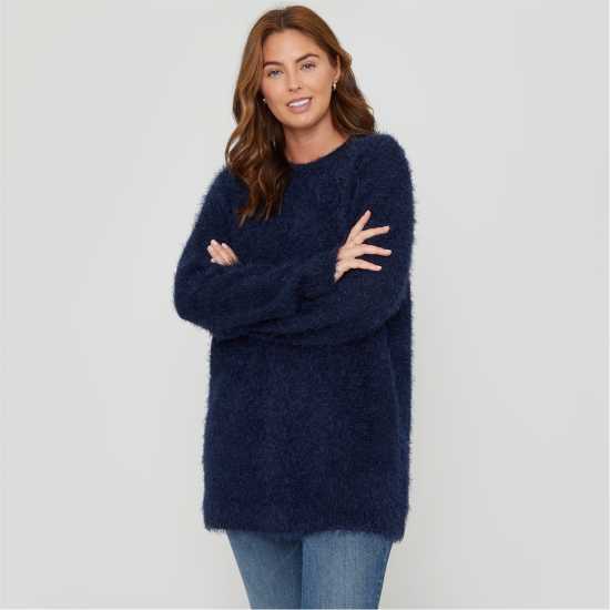 Блуза С Обло Деколте Be You Beyou Fluffy Crew Neck Jumper Морска синьо Блуза С Обло Деколте Be You Beyou Fluffy Crew Neck Jumper Морска синьо