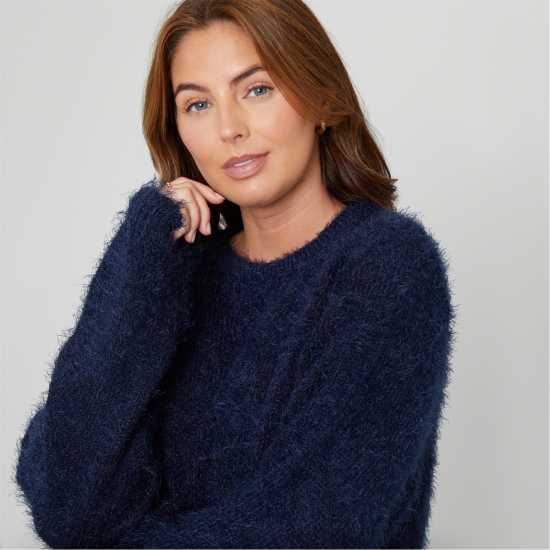 Блуза С Обло Деколте Be You Beyou Fluffy Crew Neck Jumper Морска синьо Блуза С Обло Деколте Be You Beyou Fluffy Crew Neck Jumper Морска синьо