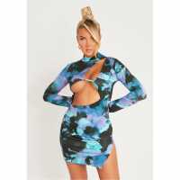 Дамски поли и рокли Missy Empire Print Slinky Cut Out Split Mini Dress Missy Empire Print Slinky Cut Out Split Mini Dress Дамски поли и рокли