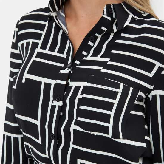 Дамски ризи и тениски Printed Long Sleeved Crepe Shirt Printed Long Sleeved Crepe Shirt Дамски ризи и тениски