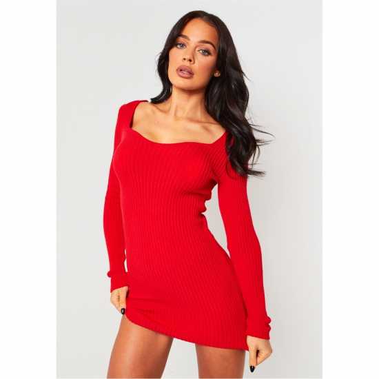 Missy Empire Knit Sweetheart Neckline Mini Dress Missy Empire Knit Sweetheart Neckline Mini Dress