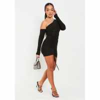 Missy Empire Layer Asymmetric Neck Slinky Ruched Mini Dress  Дамски поли и рокли