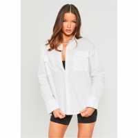 Missy Empire Shirt With Pocket Detail Бяло Дамски ризи и тениски